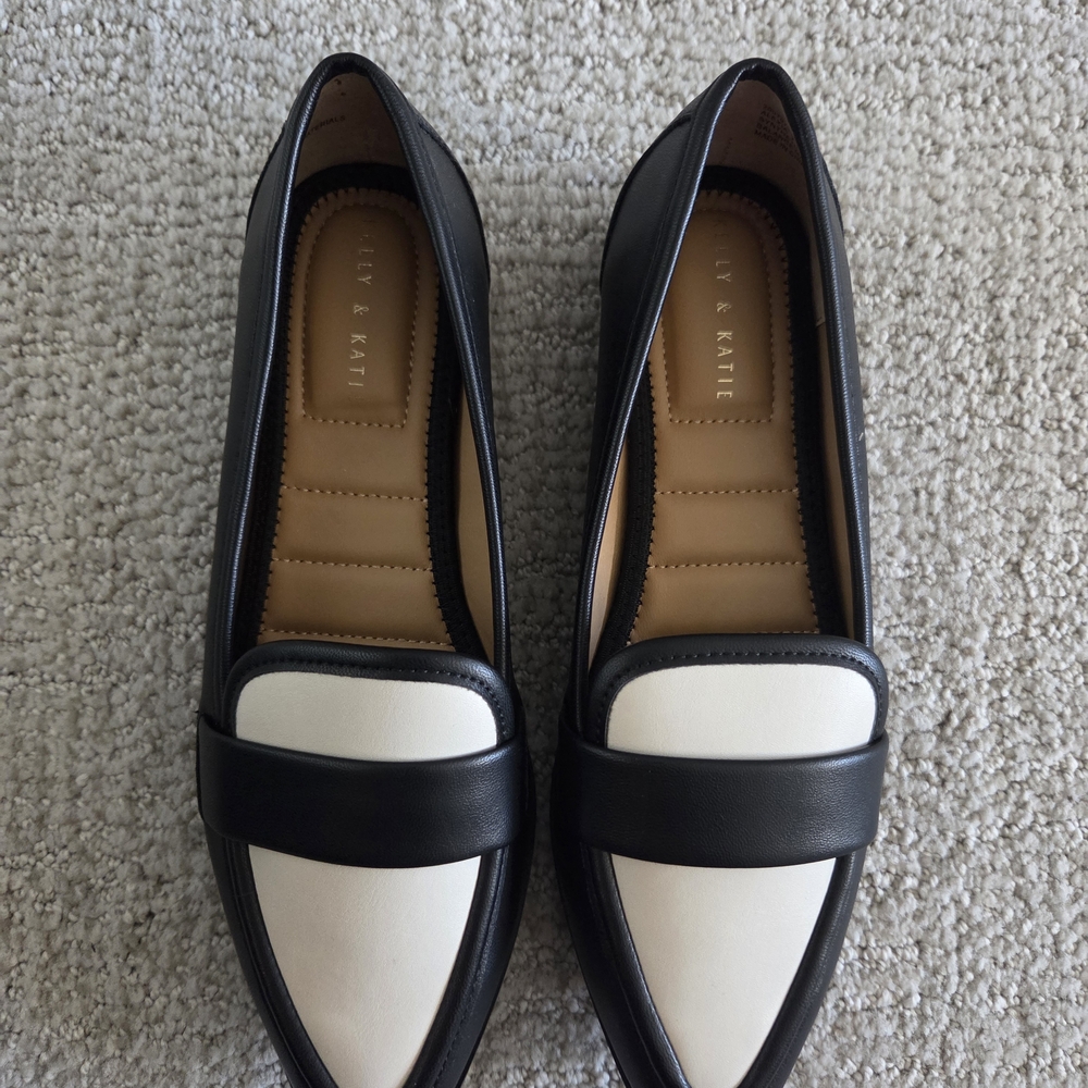Kelly & Katie Black and Cream Loafers